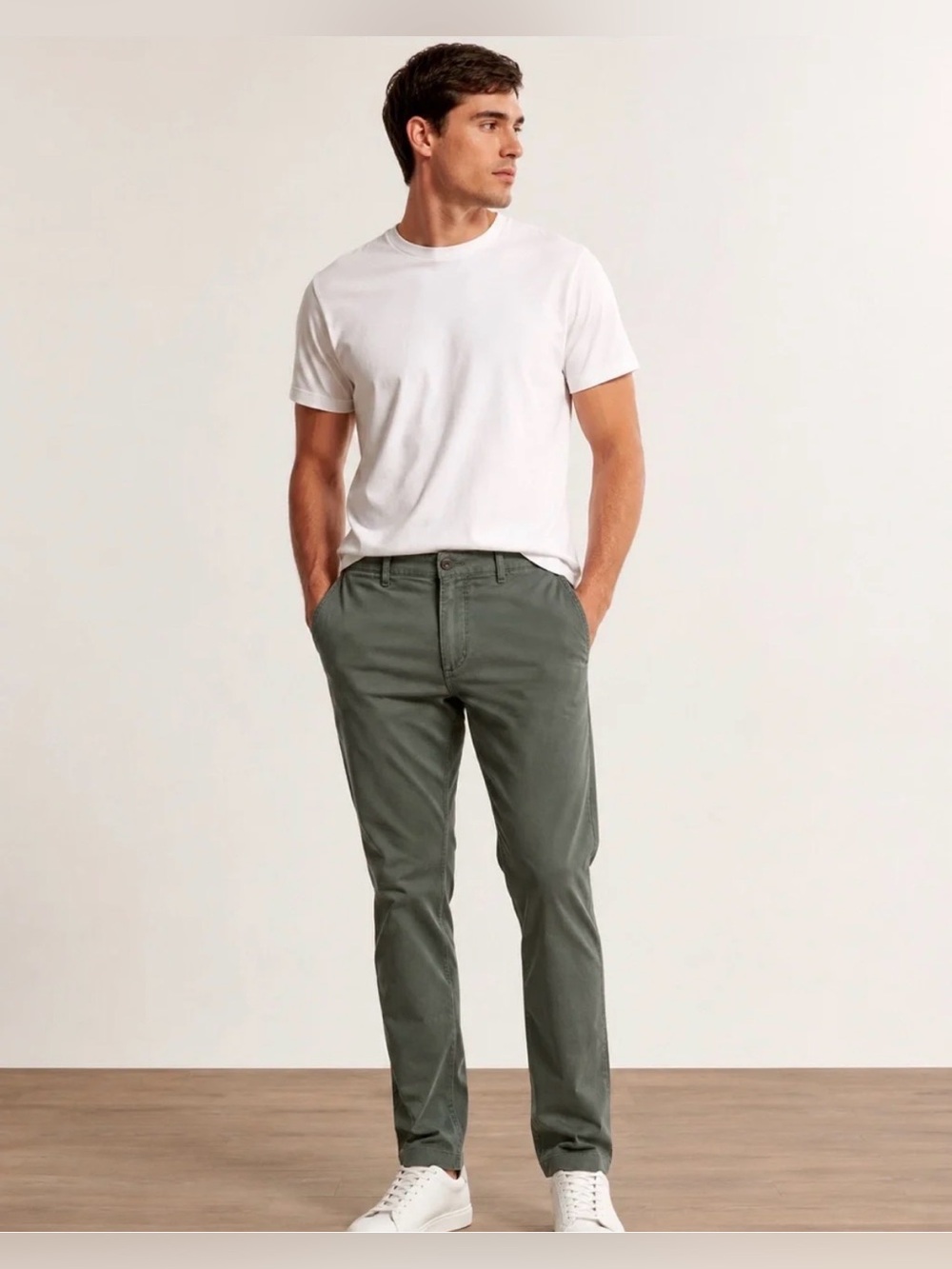 Abercrombie & Fitch Men’s Super Skinny Stretch Olive Green Slim Chinos 31x32